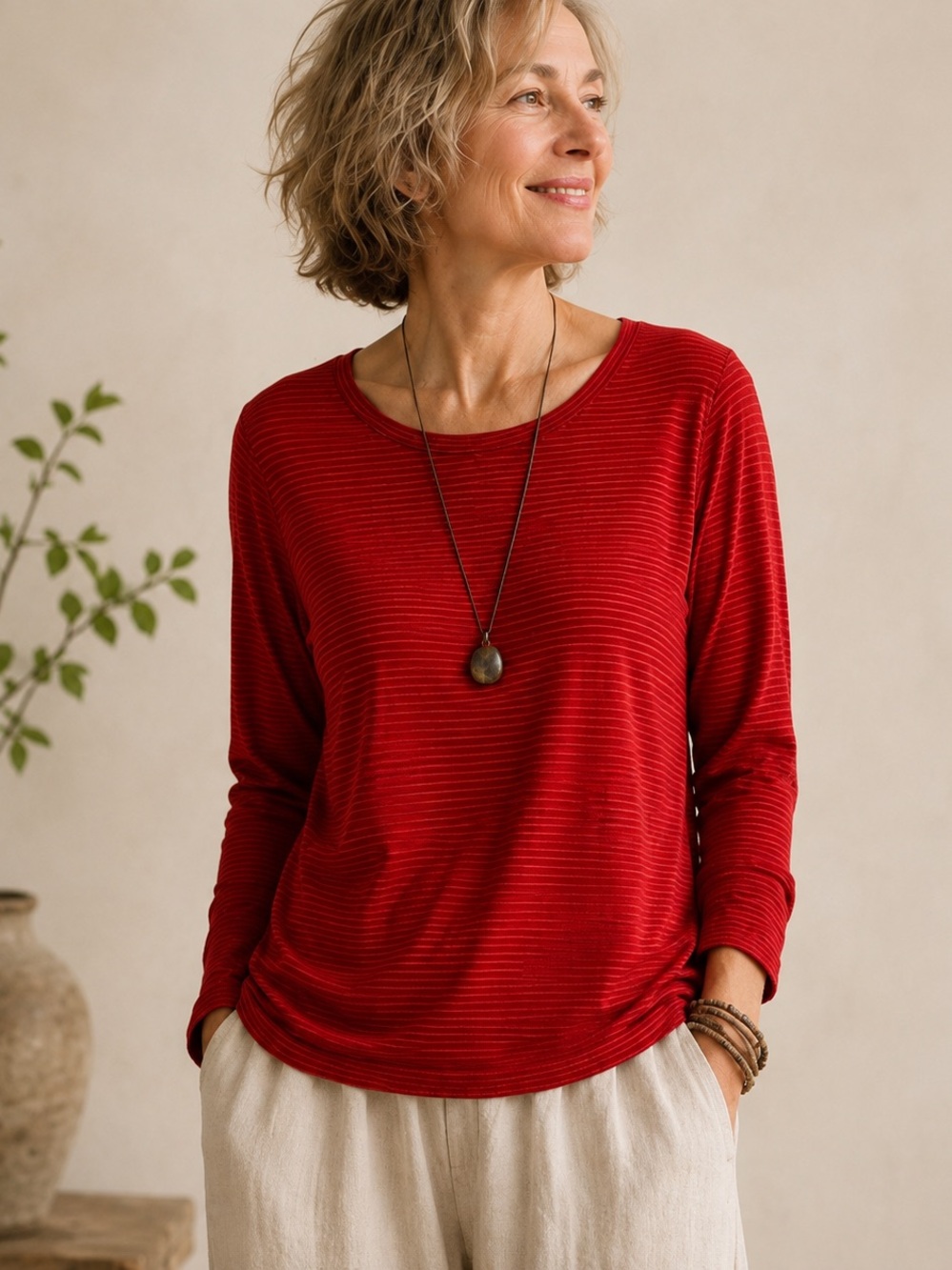 Mama B Italian Cotton Stretch Lagenlook A-Line Top
